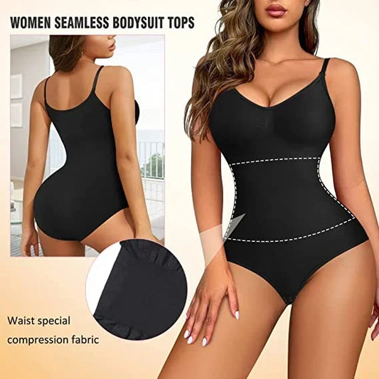 Seductive Seamless Cami Bodysuit Shapewear With Thong