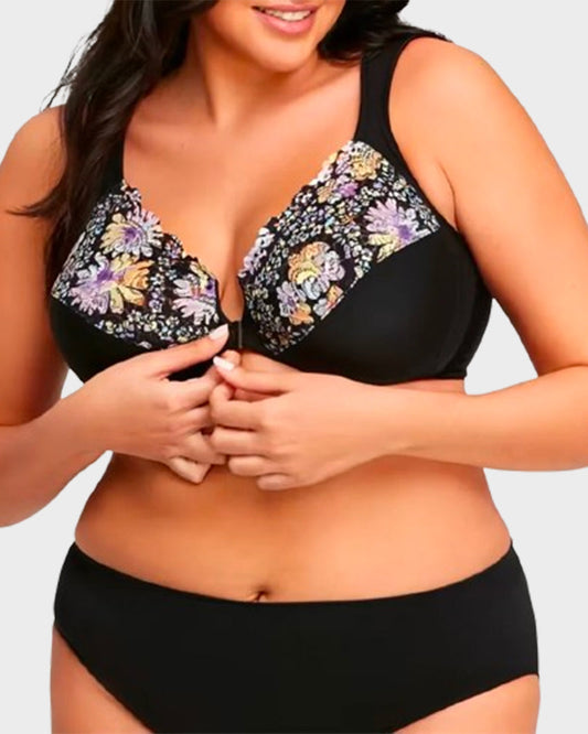 Front-Closure Underwire Print Bra