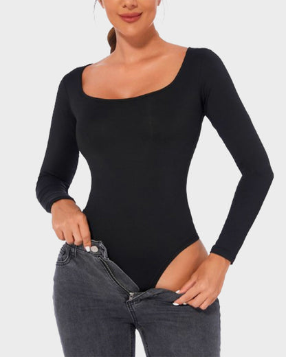 Trendy Square Neck Long Sleeve Bodysuit