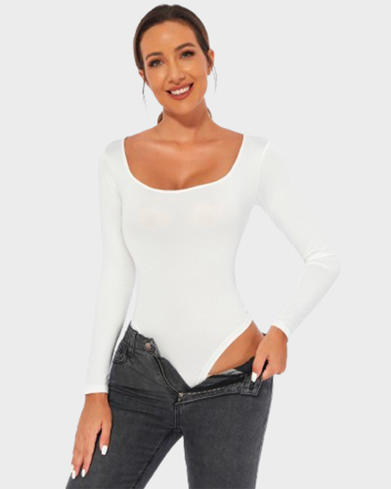 Trendy Square Neck Long Sleeve Bodysuit