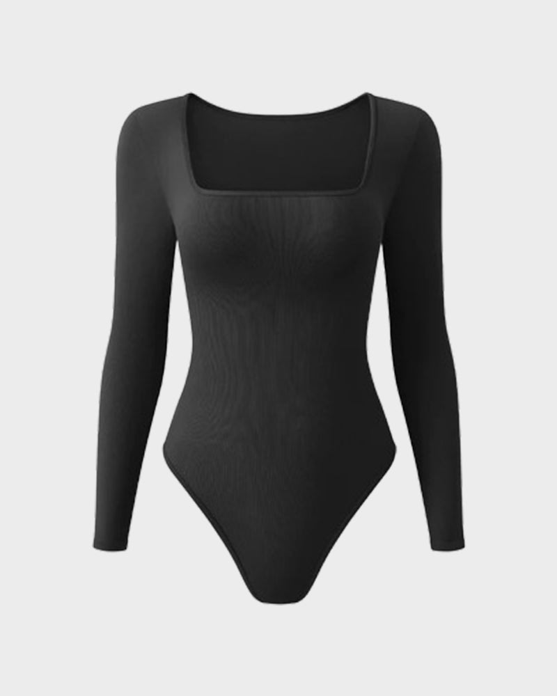 Trendy Square Neck Long Sleeve Bodysuit