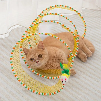 MeowFun™ Foldable Cat Tunnel - Fun Kitten Toy & Accessory With Feather