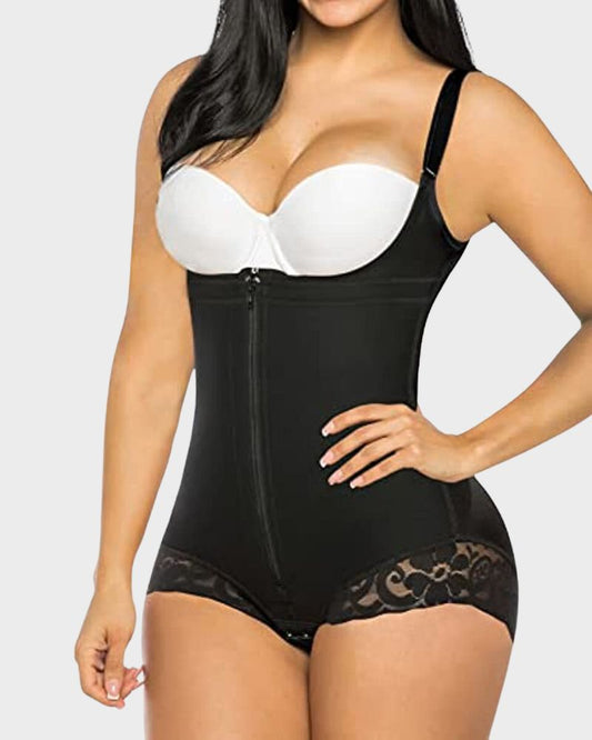 Lace Zipper Open Bust Shapewear