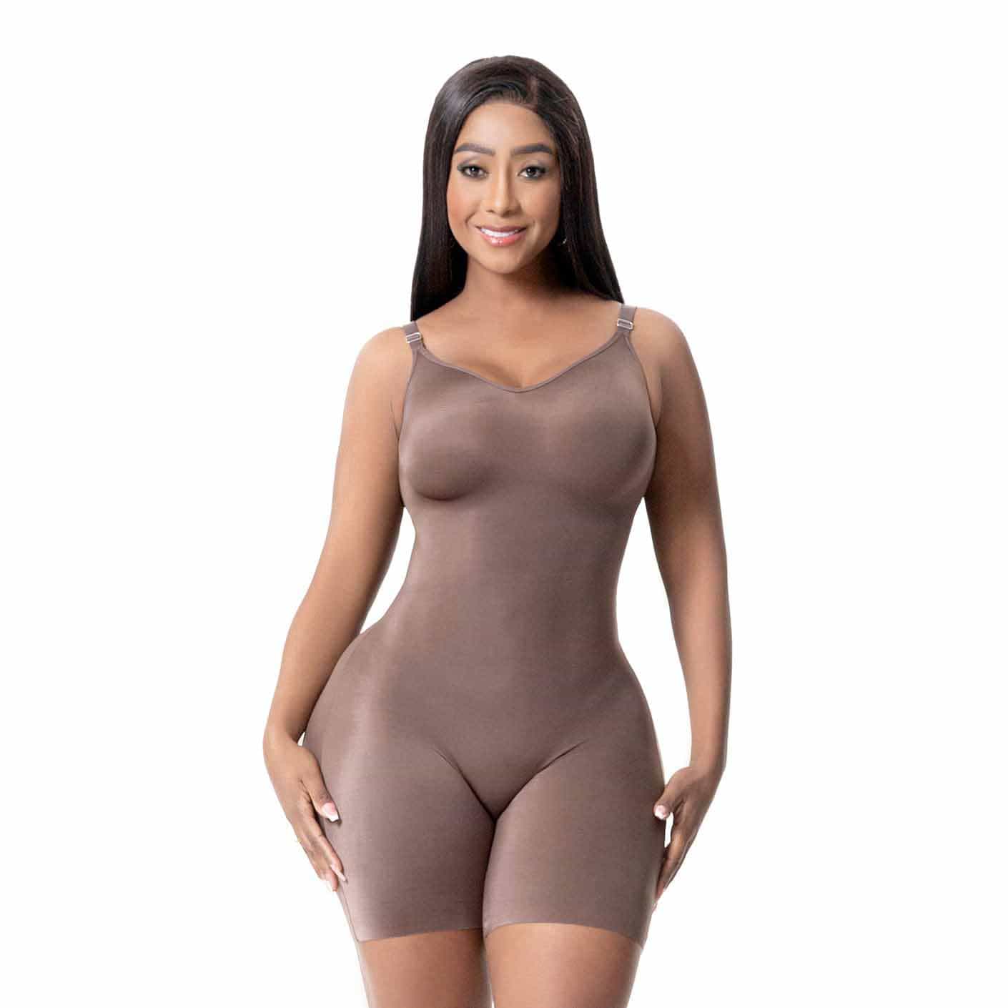 Comfy Tummy Control Shapewear Bodysuit Mid Thigh With Built-in Bra | Faja Daily Use