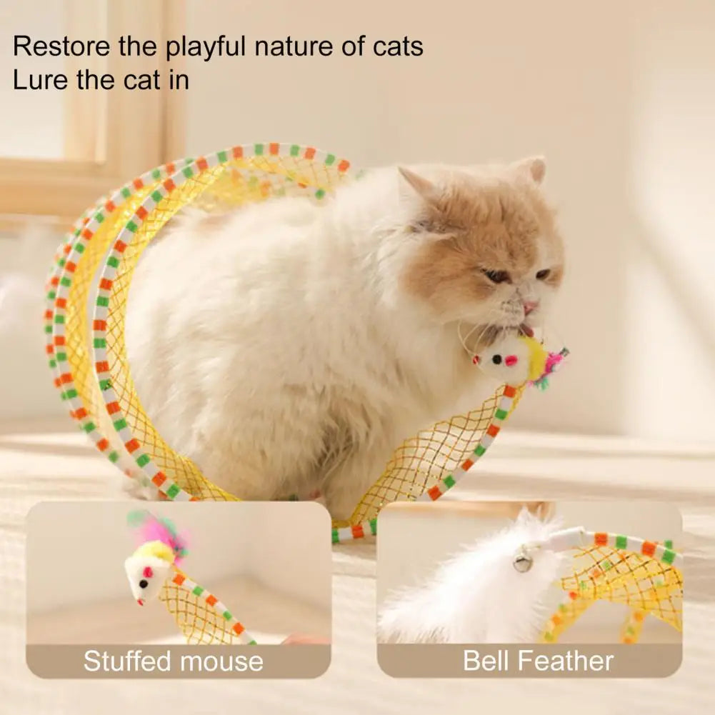 MeowFun™ Foldable Cat Tunnel - Fun Kitten Toy & Accessory With Feather