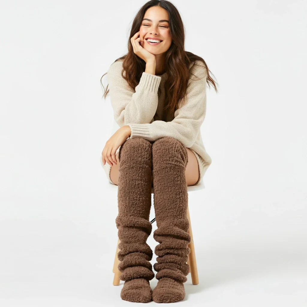 High Fuzzy Long Socks Winter Warm Cold Leg Knee Joint