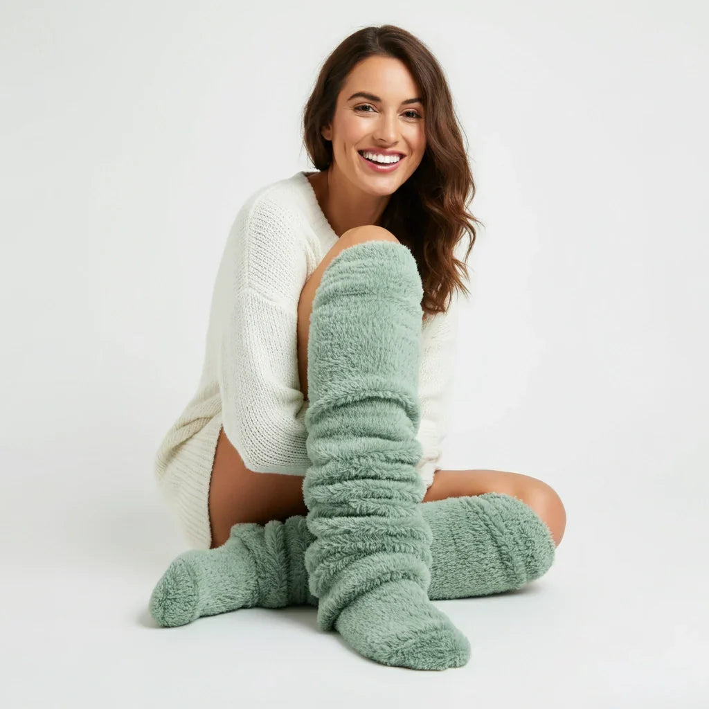 High Fuzzy Long Socks Winter Warm Cold Leg Knee Joint