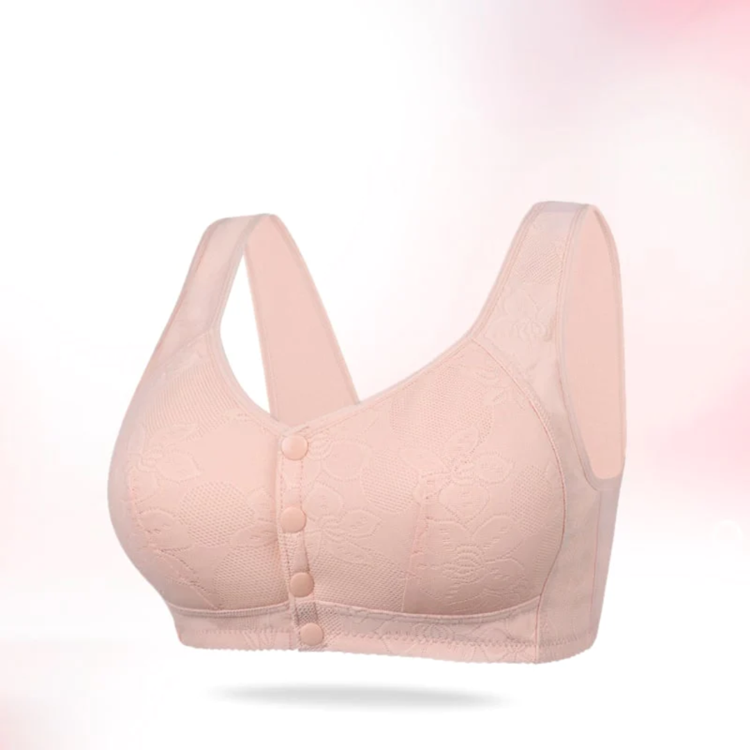 Rosette Bra Wireless Front Button Bras For Seniors Large Size Bra For Women