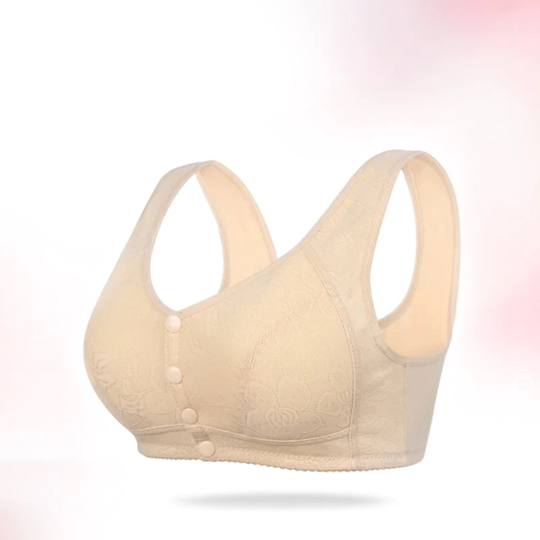 Rosette Bra Wireless Front Button Bras For Seniors Large Size Bra For Women