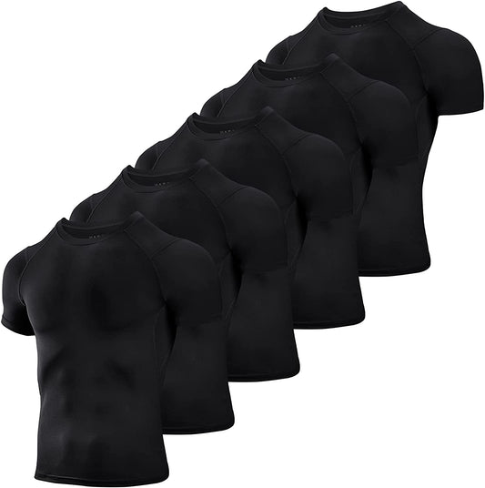 Men's Compression Tops Cool Dry Workout T-shirts 5 pack