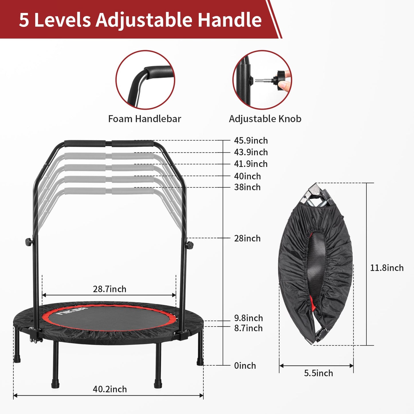 Niksa Foldable Workout Mini Trampoline